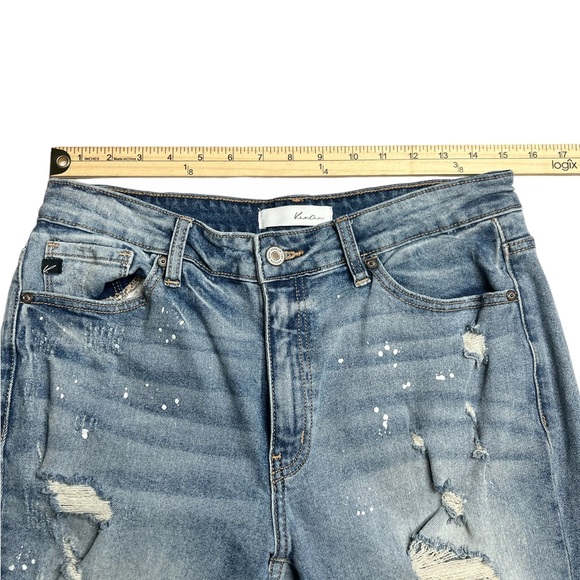 KanCan Shelly High Rise Boyfriend Jeans Paint splatter and Light wash SZ 9/28 - Picture 7 of 11
